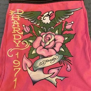 Pink Ed Hardy tote bag